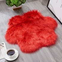 Flower Shape Wool Imitation Rugs Faux Fur Non Slip Bedroom Shaggy Carpet Mats Home Decor - 60 x 60 cm