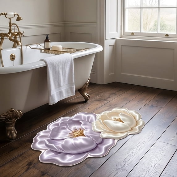Flower Shaped Area Rug, Soft 3D Floral Non-Slip Floor Mat for Bedroom & Living Room