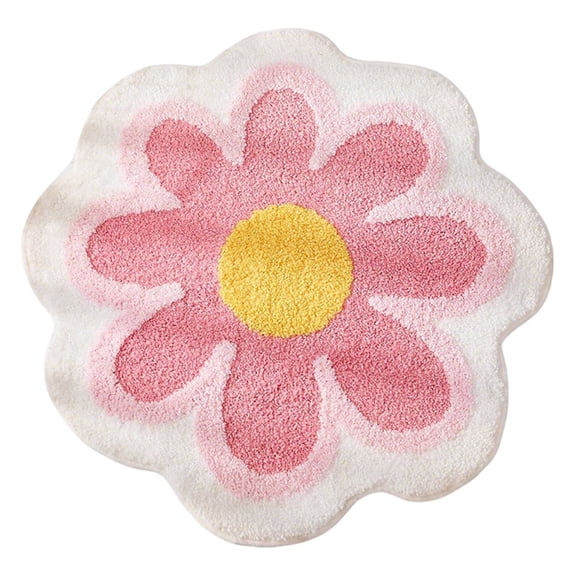 Flower Shaped Bath Rug, Non Slip Bath Mat, Round Plush Rug for Bedroom Kitchen Bathroom (C)