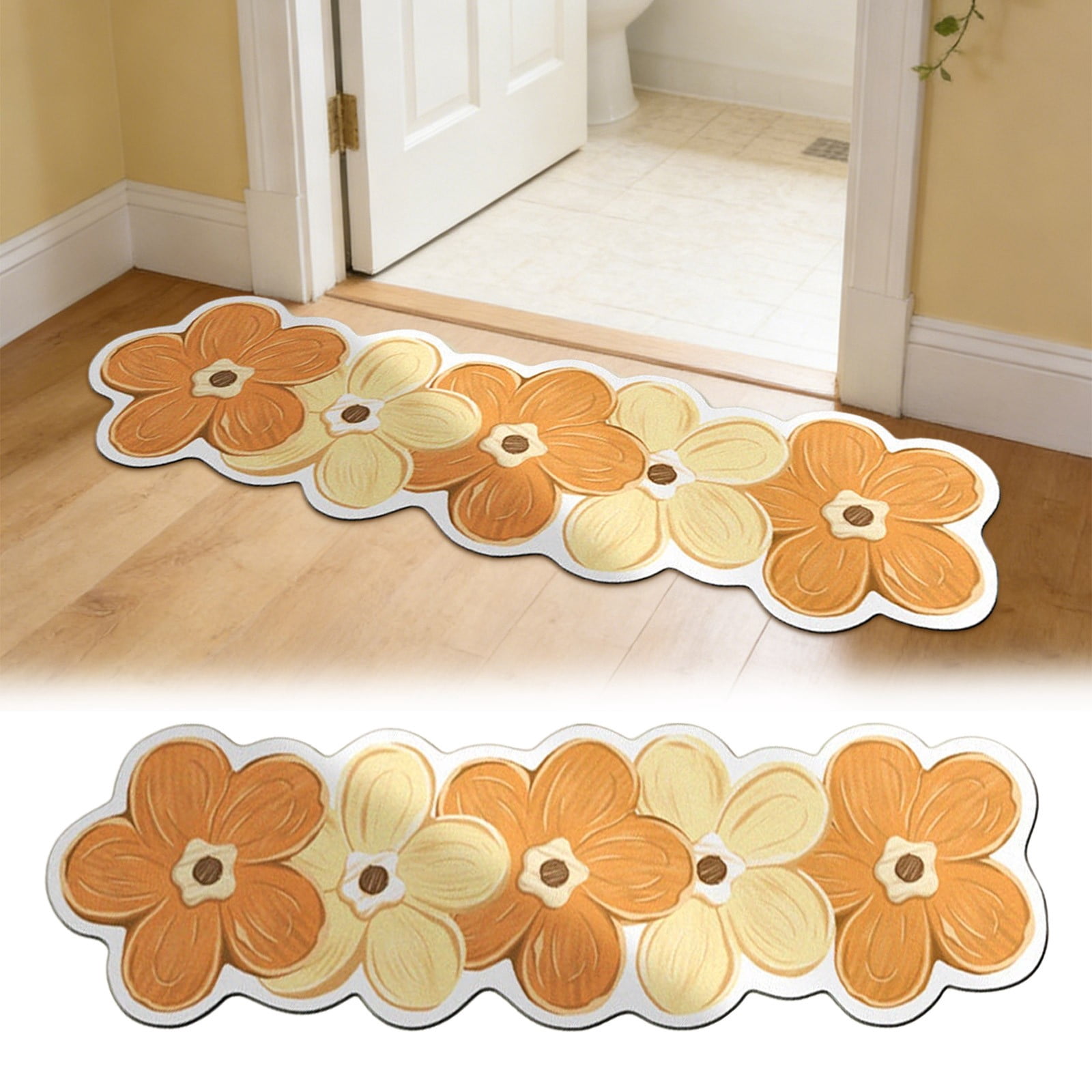 Flower Shaped Bath Rug, Non-Slip Water Absorbent Bathroom Mat, Super Cute Machine Washable Bathroom Rug, Small Round Floral Soft and Fluffy Bath Mat,