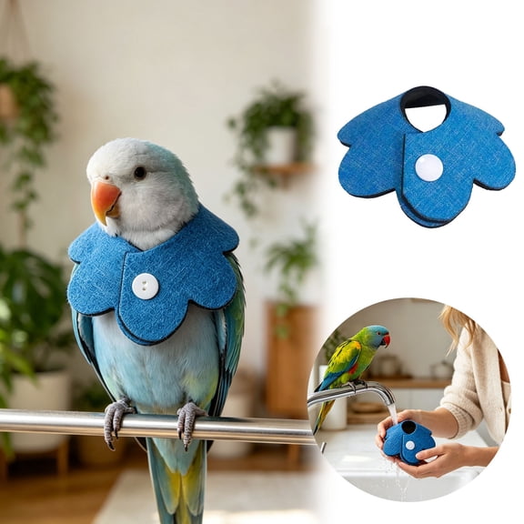 Flower-Shaped Bird Recovery Collar, Anti-Biting EVA Neck Guard for Parrots & Lovebirds, Lightweight Post-Surgery Protective Cone(Blue-M)