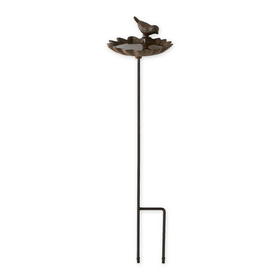 Zingz & Thingz Bird Nesting On Shovel Birdbath Brown