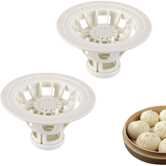 Flower Shaped Bun & Dumpling Machine, Baozi Maker Machine, Food-Grade Molds, Steamed Bun Maker For Homemade Dumplings & Pastries, Easy-to-Use Kitchen Gadget For Beginners & Chefs (White*2)