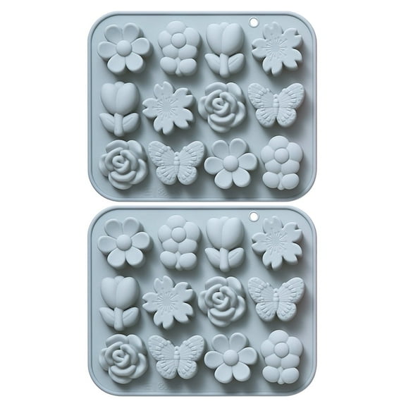 Rekidool 24 Cavities Flower Shape Candy and Chocolate Silicone Mold, , Reusable, Non Stick, Flexible, 2 Count