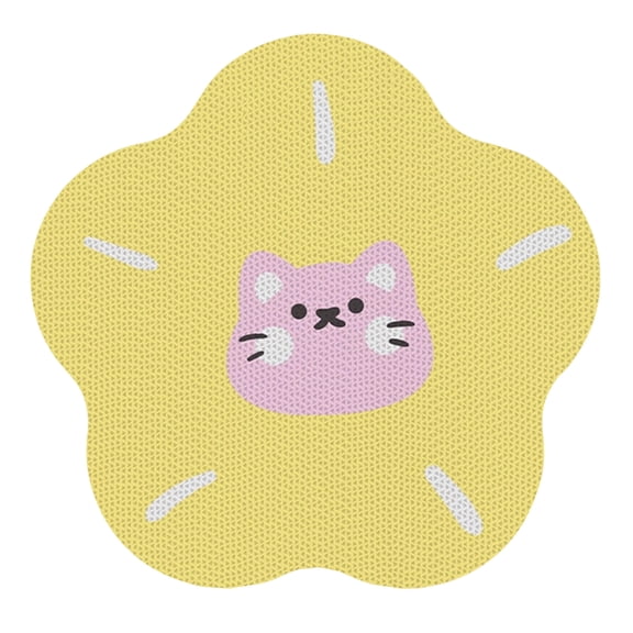 Flower-Shaped Cat Scratcher Mat, Self-Adhesive Cat Scratch Pad for Wall/Floor,Durable and Scratch-Resistant,Furniture Protector for Cats, Cute Cat Face Design,16*16 in.
