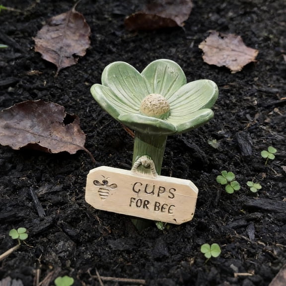 Flower-Shaped Ceramic Bee Watering Station,Butterfly/Bee Feeder Garden Decor with Flower Design,Outdoor Pollinator Water Bowl with Textured Center,Supplies Bees Watering Cups for Yard,Patio (Green)