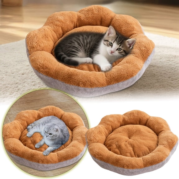 Flower-Shaped Donut Pet Bed, Medium Round Plush Calming Nest for Dogs & Cats - Non- Machine Washable Cozy Bed with Raised Rim, 40x40x15 Inches