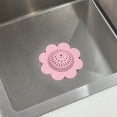 thumbnail image 1 of Flower-Shaped Drain Protector - Reusable Sink Hair Catcher Strainer, 13x13cm/5.12x5.12in, White/Blue/Green, TPR Plastic Anti-Clog Filter for Kitchen & Bathroom, 1 of 6