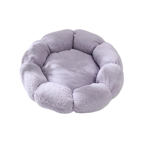 Flower Shaped Fluffy Plush Cat Bed Cushion, Raised Rim Washable Pet Sleeping Pad for Small Medium Kitten Indoor Sofa Floor Rest Supplies