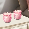 thumbnail image 1 of Flower Shaped Glass Tea Light Candle Holder | Romantic Transparent Pink Blue Coffee | Table Centerpiece for Wedding Party Decor | Set of 2 | Heat Resistant | 2.56in, 1 of 6