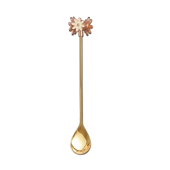 Flower Shaped Handle Spoon Stainless Steel Stirring Spoon Coffee Spoon Tea Spoon Dessert Spoon Mixing Spoon Soup Spoon for Party Table Decorations, 1 Pack