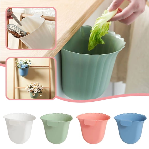 Flower Shaped Hanging Trash Can Multicolor Wall Mounted Plastic Waste Bin For Kitchen Cabinet Door Household Fruit Vegetable Peel Garbage Storage Container