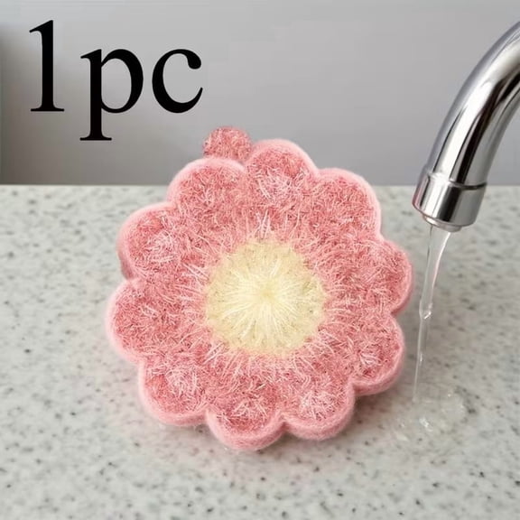 Flower-Shaped Kitchen Cleaning Sponge | Durable & Eco-Friendly Scouring Cloth for Utensils and Surfaces