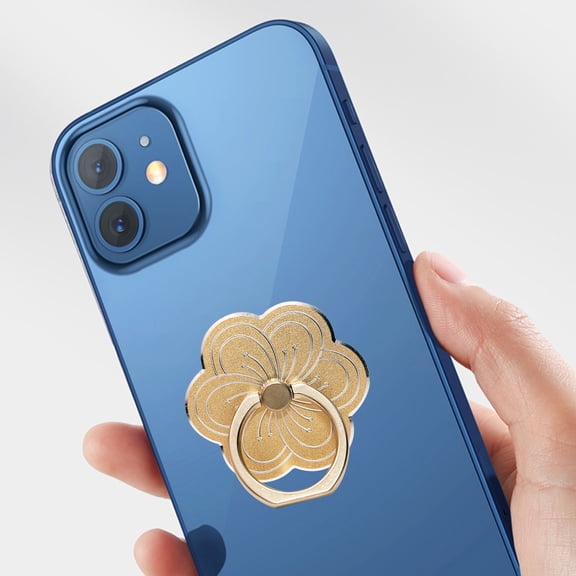 Flower Shaped Metal Phone Ring Holder,1.4"×1.6" 360° Rotatable Universal Finger Grip Kickstand, For All Smartphone & Case(Gold)