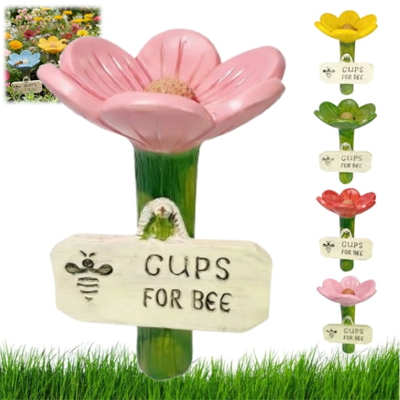 Flower-Shaped Resin Bee Watering Station - Bee Friendly Garden Decor Colorful Bee Watering Points & Feeders for Garden Safe Drinking Water for Bees Butterflies & Pollinators,Pink 1PC