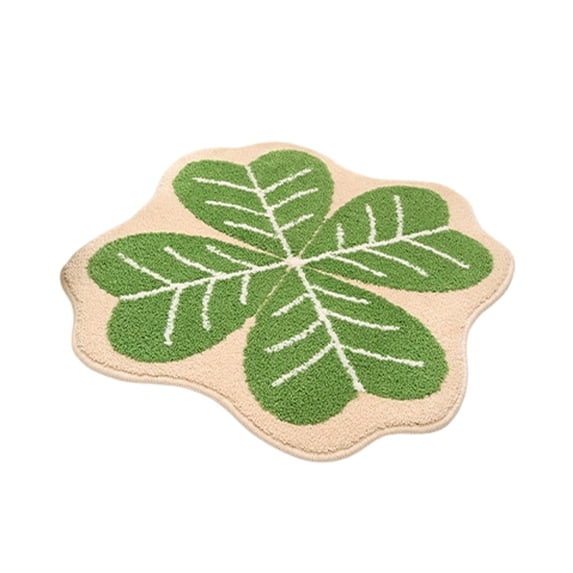 Flower Shaped Round Rug for Bedroom Living Room, Fluffy Circular Rug Washable Nursery Rug for Room Nonslip Indoor Floor Mat for Entryway, Green Leaves, 31.5x31.5 Inch