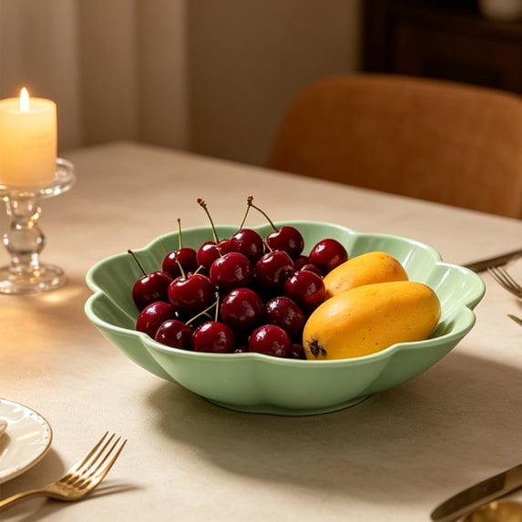Flower Shaped Serving Bowl, Plastic Fruit Plates, Snack Tray for Home, Office, and Kitchen, Lightweight Design, 1 Piece