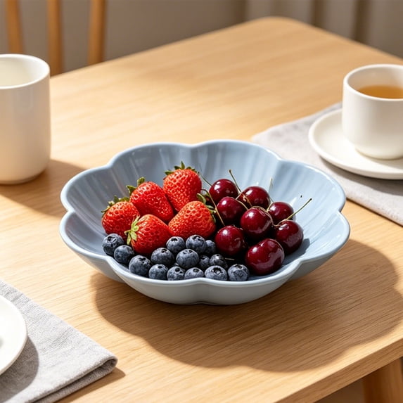 Flower Shaped Serving Bowl, Plastic Fruit Plates, Snack Tray for Home, Office and Parties, Lightweight Multi Use Dish, 1 Piece