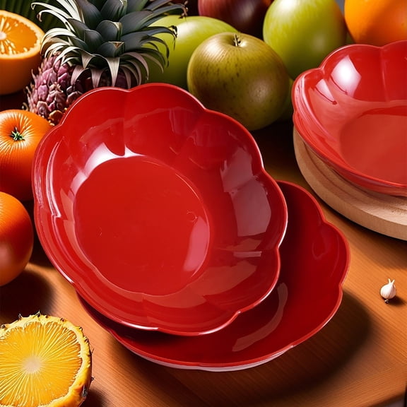Flower Shaped Serving Platter Reusable PP Snack Plate with Raised Edge Decorative Fruit Tray for Home Wedding Lunar New Year Party Hospitality Fruit Dessert Party Serving