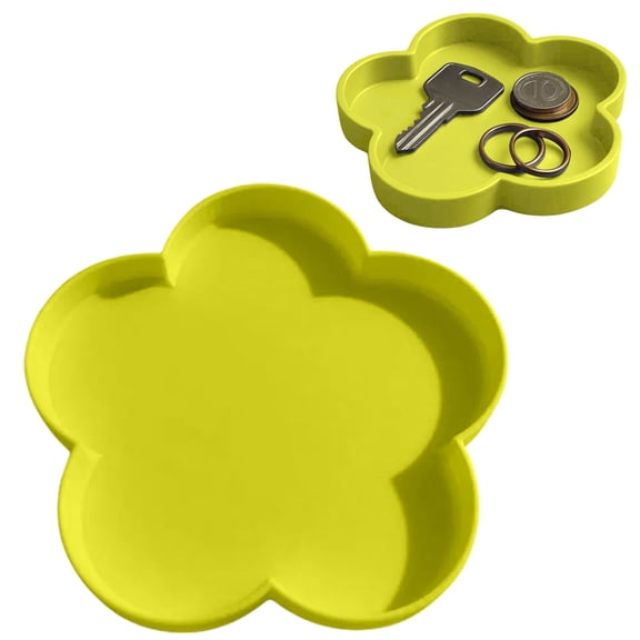 Flower Shaped Silicone Catchall Tray, Multi Color Decorative Jewelry Tray, Small Ring Coin Key Holder Dish, Portable Tabletop Storage Tray for Bedroom Bathroom Entryway Vanity Decor