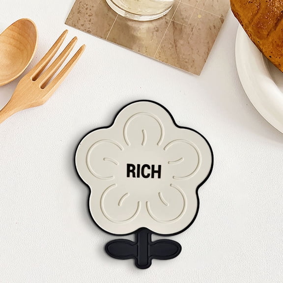 Flower Shaped Silicone Heat Insulation Mat,19.3*16.2CM Anti-Scald Anti-Slip Waterproof Multifunctional Pot Cup Mat for Kitchen Dining Table Protection,1PC,Gray