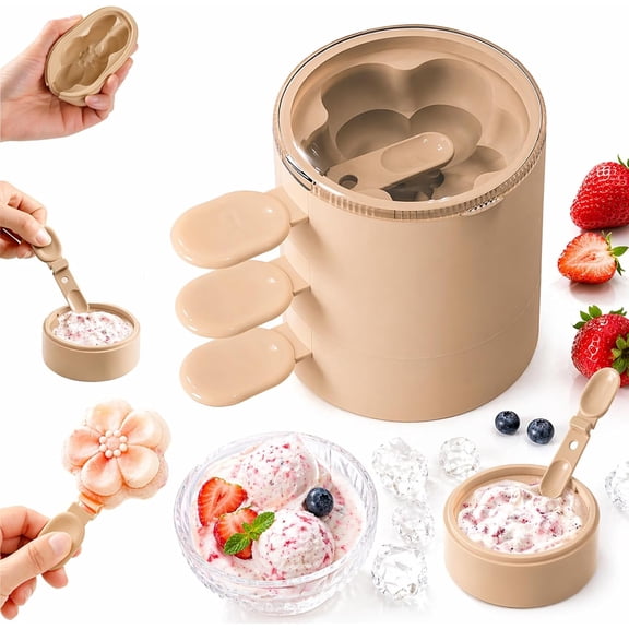 Flower Shaped Silicone Ice Cream Mold-Fun Flower Ice Cream Mold, Reusable Popsicle Maker with Lid, Stackable Reusable Ice Cream Maker Cups, Easy Release Ice Pop Molds (3PCSB Peach Blossom)