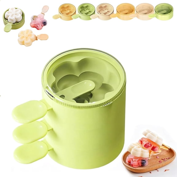 Flower Shaped Silicone Ice Cream Mold, Fun Flower Ice Cream Mold, Stackable Popsicle Molds with Sticks, Cute Flowers Designs Popsicle Molds for Jelly, Chocolate