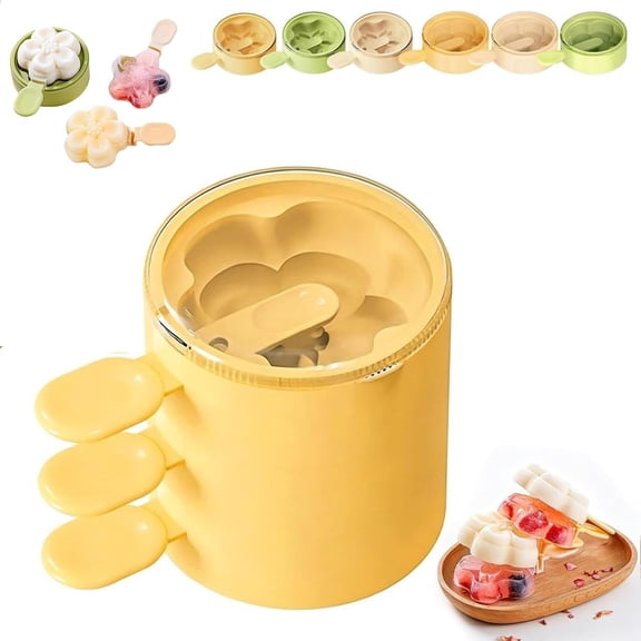 Flower Shaped Silicone Ice Cream Mold, Fun Flower Ice Cream Mold, Stackable Popsicle Molds with Sticks, Cute Flowers Designs Popsicle Molds for Jelly, Chocolate