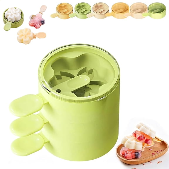 Flower Shaped Silicone Ice Cream Mold, Fun Flower Ice Cream Mold, Stackable Popsicle Molds with Sticks, Cute Flowers Designs Popsicle Molds for Jelly, Chocolate