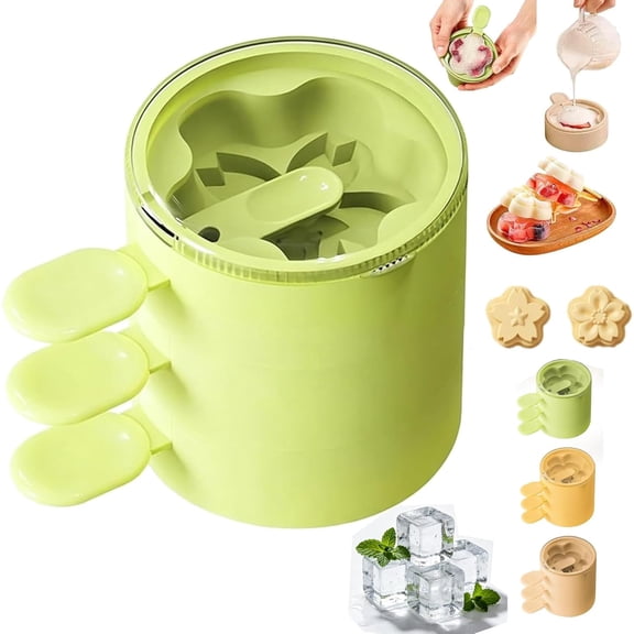Flower-Shaped Silicone Ice Cream Mold, Reusable Popsicle Maker with Lid, Stackable Reusable Ice Cream Maker Cups,Easy Release Ice Pop Molds, for Homemade Ice Cream, DIY Treats (A, Cherry blossoms)