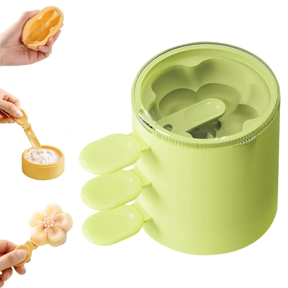 Flower Shaped Silicone Ice Cream Mold, with Lids Reusable Maker Cups Stackable Easy Release DIY Frozen Treats Mold for Dessert