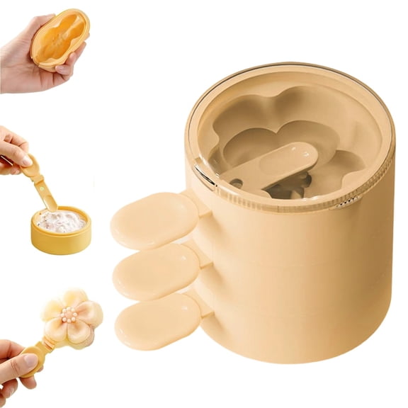 Flower Shaped Silicone Ice Cream Mold, with Lids Reusable Maker Cups Stackable Easy Release DIY Frozen Treats Mold for Dessert