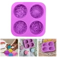 thumbnail image 1 of Flower Shaped Silicone Soap Mold, DIY Homemade Soap Making Mold, Flower Silicone Cake Mold, 4 Cavities Rectangle Flower Candle Molds, Non Stick Cake Mold 6.6x6.6 In (1Pcs), 1 of 9