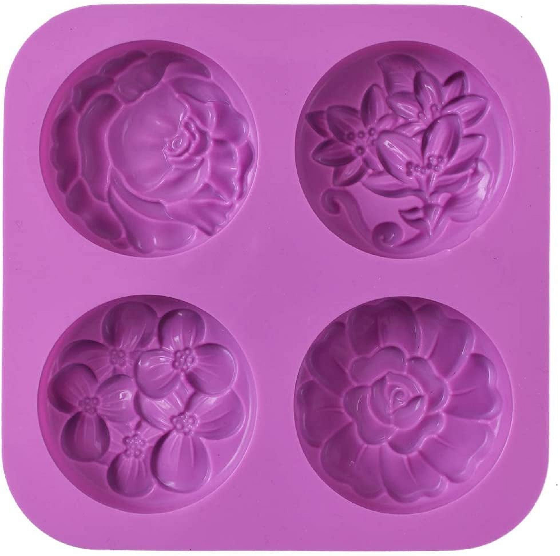 Ankexin Soap Silicone Mold 4 Cavities Square Flower Baking Molds for Soap  Candles Jelly