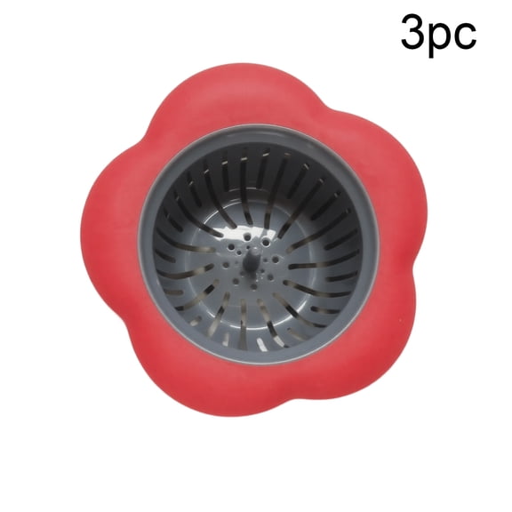 Flower-Shaped Sink Strainer Set 3 Pieces, Anti-Clogging Plastic Mesh Drain Filter for Kitchen Sinks, Bathroom Drains and Floor Outlets to Catch Debris and Hair Clogs