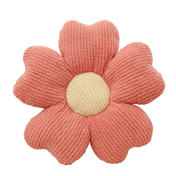 Flower Shaped Throw Pillow, Daisy Design Corduroy Cushion In Pink, For Sofa Chair Office Bedroom Floor Tatami Window Seat