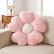Flower Shaped Throw Pillow - 15 Inch Pink Daisy Plush Cushion for Couch, Bed, and Floor Seating