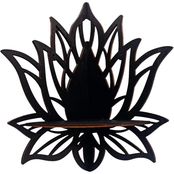 Flower Shaped Wooden Corner Shelf, Hollow Creative Wall Mounted Storage Rack Decorative Display Shelf, Space Saving Floating Shelf for Living Room Bedroom Kitchen Office Hallway Black(k)