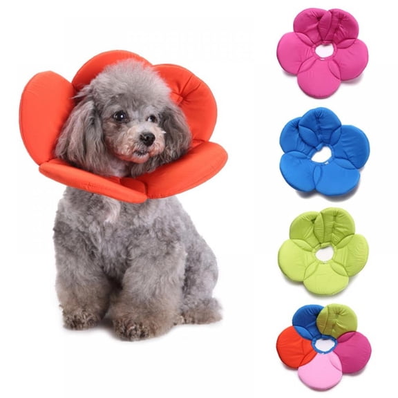 Flower Shapes Soft Pet Cone Recovery Collar for Dogs Cats After Injury, Neck Cover Avoiding Scratch The Wound to Heal Faster, Convenient Adjustable E-Collar