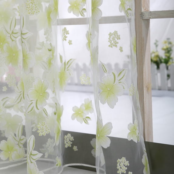 Flower Sheer Curtain Window Voile Drape Valance 1 Panel Fabric