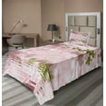 thumbnail image 1 of Ambesonne Flower Fitted & Top Sheet Set with Sham, Tender Floral Branch Water, Pale Pink Fern Green, 1 of 4
