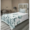 thumbnail image 1 of Ambesonne Flower Fitted & Top Sheet Set with Sham, Poppy Flora Windy Day, White Teal, 1 of 4