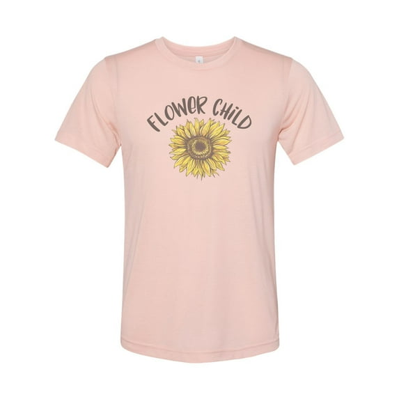 "Flower Shirt, Flower Child, Hippie Shirt, Sunflower Lover, Sublimation T, Gift For Her, Mom Shirt, Flowers, Garden Shirt, Peach, LARGE"