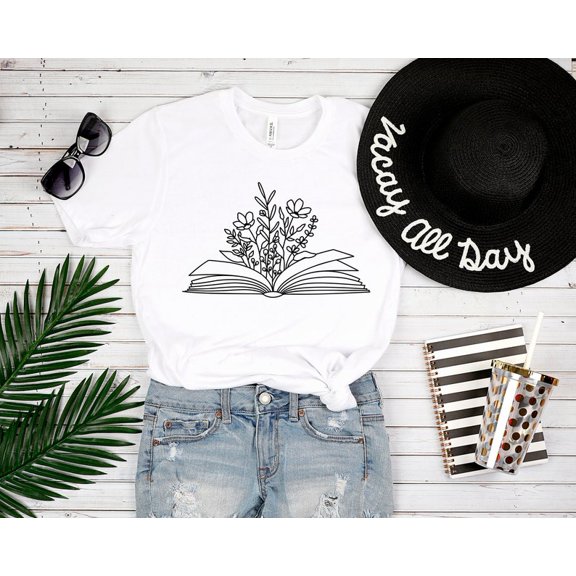 Flower Shirt, Reading Shirt, Book T-Shirt, Graphic Tees For Women Shirt, Flower Books Read Shirt, Book Lover Shirt, Cute Reading Shirt,