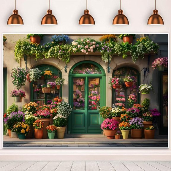 Flower Shop Backdrop Spring Flowers Plants Floral House Photography Background Tea Party Decorations Banner Supplies Photo Booth Props