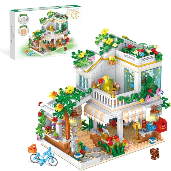 Flower Shop Building Blocks Girls House White Architecture 742 Pieces
