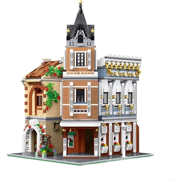 Flower Shop and Caf City Modular Building Block Set 3036 Piece Two Story Architectural Building Brick Model Or Building Block Playset with Accessories - for All Building Levels