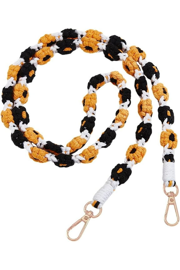 Flower Shoulder Strap Cotton Rope Daisy Orange Purse Chain Handles Replacement with Metal Clasp for DIY Purses Making Supplies Crossbody Charm Decoration Accessories