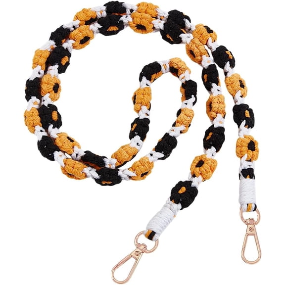 Flower Shoulder Strap Cotton Rope Daisy Orange Purse Chain Handles Replacement with Metal Clasp for Purses Making Supplies Crossbody Charm Decoration Accessories