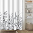 thumbnail image 1 of Flower Shower Curtain Black and White Floral Set for Bathroom Minimalist Fabric Bath Curtain with Hooks (72"x72) Add a Classic and Refined Touch to Your Bathroom, 1 of 6